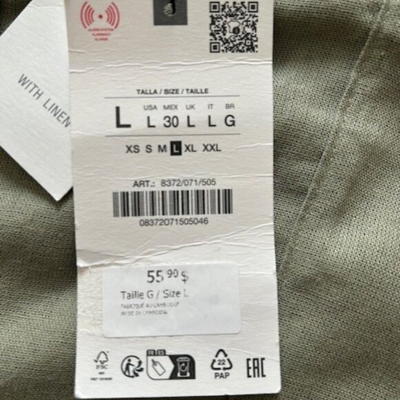 ZARA linen jogging pants, size L, * NWT * - Picture 10 of 12